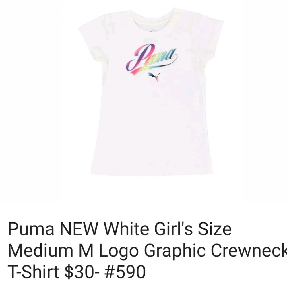 NWT Girls puma tshirt with metallic logo - Picture 2 of 4